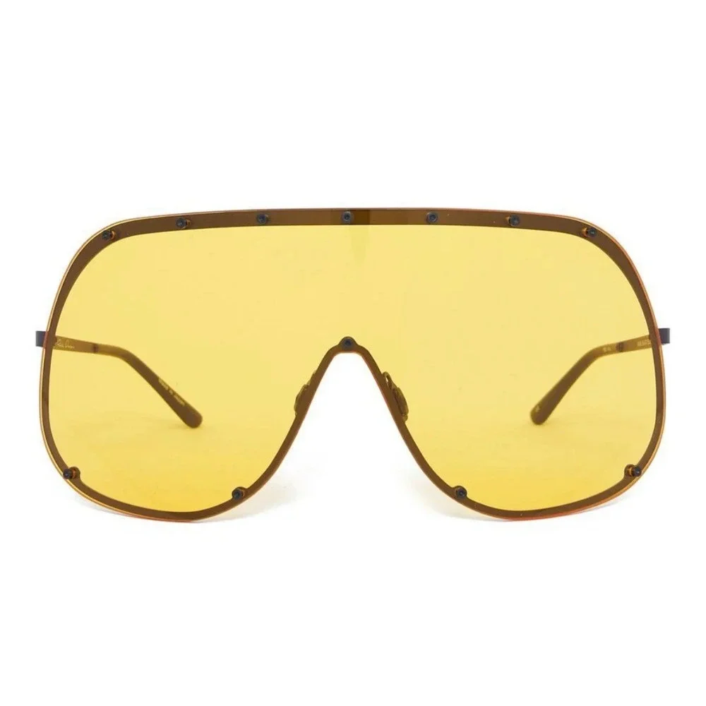 NEW Rick Owens Shield GBLKBN Oversized Avant Garde Sunglasses Yellow Black O/S
